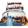 Twin Size Duvet Cover Sheets Set, Statue of Liberty