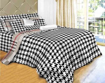 aTwin Size Duvet Cover Sheets Set, Houndstooth Check