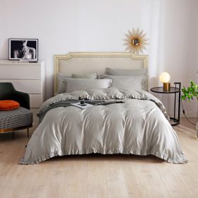 DM809Q | Queen Size 6 piece Duvet Cover Set Ruffled Bedding 100% Cotton