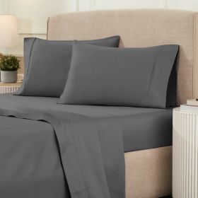 1200 Thread Count Cotton Rich Solid Deep Pocket Bed Sheet Set (color: Charcoal, size: King)