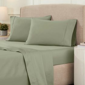 1200 Thread Count Cotton Rich Solid Deep Pocket Bed Sheet Set (color: Sage, size: California King)