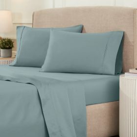 1200 Thread Count Cotton Rich Solid Deep Pocket Bed Sheet Set (color: Teal, size: Queen)