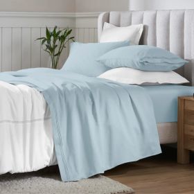 Egyptian Cotton 650 Thread Count Eco-Friendly Solid Sheet Set (color: Baby Blue, size: Twin Xl)