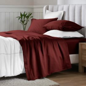 Egyptian Cotton 650 Thread Count Eco-Friendly Solid Sheet Set (color: Burgundy, size: Olympic Queen)