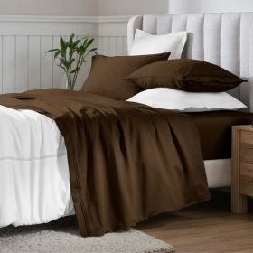 Egyptian Cotton 650 Thread Count Eco-Friendly Solid Sheet Set (color: Chocolate, size: Twin Xl)