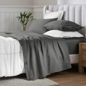Egyptian Cotton 650 Thread Count Eco-Friendly Solid Sheet Set (color: Grey, size: Split King)