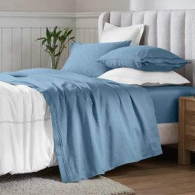 Egyptian Cotton 650 Thread Count Eco-Friendly Solid Sheet Set (color: Medium Blue, size: Olympic Queen)