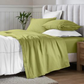 Egyptian Cotton 650 Thread Count Eco-Friendly Solid Sheet Set (color: Olive Green, size: TWIN)