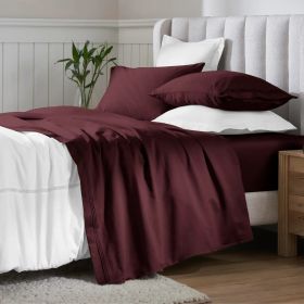 Egyptian Cotton 650 Thread Count Eco-Friendly Solid Sheet Set (color: Plum, size: Olympic Queen)