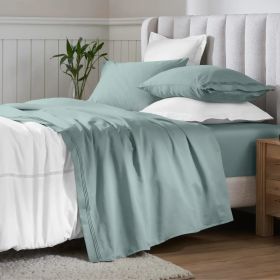 Egyptian Cotton 650 Thread Count Eco-Friendly Solid Sheet Set (color: Teal, size: Olympic Queen)