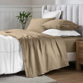 Egyptian Cotton 650 Thread Count Eco-Friendly Solid Sheet Set (color: Taupe, size: Olympic Queen)