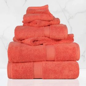Madison Egyptian Cotton Pile Plush Heavyweight 6 Piece Towel Set (color: Coral, size: 6 Piece Towel Set)