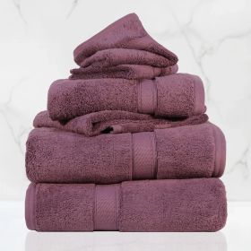 Madison Egyptian Cotton Pile Plush Heavyweight 6 Piece Towel Set (color: Plum, size: 6 Piece Towel Set)