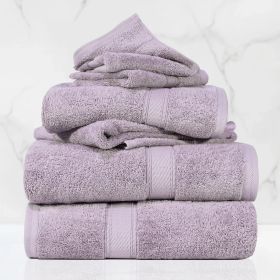 Madison Egyptian Cotton Pile Plush Heavyweight 6 Piece Towel Set (color: Purple, size: 6 Piece Towel Set)