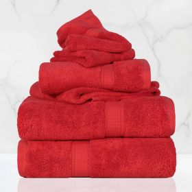 Madison Egyptian Cotton Pile Plush Heavyweight 6 Piece Towel Set (color: Red, size: 6 Piece Towel Set)