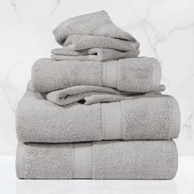 Madison Egyptian Cotton Pile Plush Heavyweight 6 Piece Towel Set (color: Silver, size: 6 Piece Towel Set)