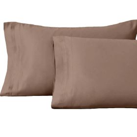 1500 Thread Count Egyptian Cotton 2 Piece Solid Pillowcase Set (color: Taupe, size: King)