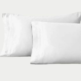 1500 Thread Count Egyptian Cotton 2 Piece Solid Pillowcase Set (color: White, size: King)