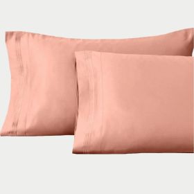 1500 Thread Count Egyptian Cotton 2 Piece Solid Pillowcase Set (color: Dusted Rose, size: King)