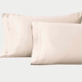 1500 Thread Count Egyptian Cotton 2 Piece Solid Pillowcase Set (color: Ivory, size: Standard)