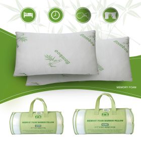 Bamboo Memory Foam Pillow With Washable Pillowcase (Color: White)