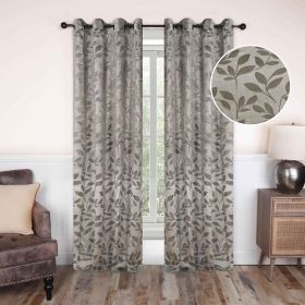 Leaves Machine Washable Room Darkening Blackout Curtains, Set of 2 (color: Sage, size: 52" X 63")